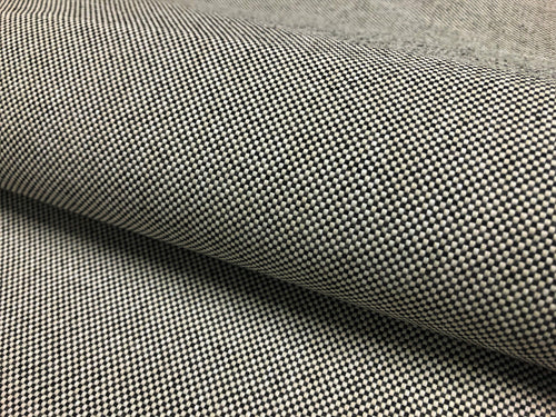 Designer Water & Stain Resistant Olefin Black Off White Small Scale Check MCM Mid Century Modern Tweed Upholstery Fabric