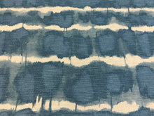Load image into Gallery viewer, 1.5 Yd Designer Linen Viscose Navy Blue Beige Abstract Stripe Upholstery Drapery Fabric