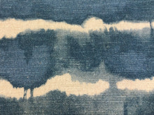 Load image into Gallery viewer, 1.5 Yd Designer Linen Viscose Navy Blue Beige Abstract Stripe Upholstery Drapery Fabric