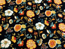 Load image into Gallery viewer, 1.75 Yd Cotton Black Orange Green Cream Floral Upholstery Drapery Fabric