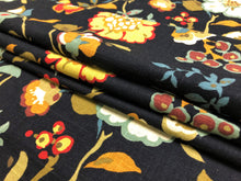 Load image into Gallery viewer, 1.75 Yd Cotton Black Orange Green Cream Floral Upholstery Drapery Fabric