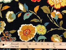 Load image into Gallery viewer, 1.75 Yd Cotton Black Orange Green Cream Floral Upholstery Drapery Fabric