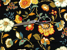 Load image into Gallery viewer, 1.75 Yd Cotton Black Orange Green Cream Floral Upholstery Drapery Fabric