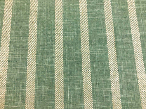 Designer Reversible Pure Linen Seafoam Aqua Green Cream Stripe Upholstery Drapery Fabric