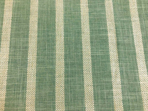 Designer Reversible Pure Linen Seafoam Aqua Green Cream Stripe Upholstery Drapery Fabric