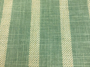 Designer Reversible Pure Linen Seafoam Aqua Green Cream Stripe Upholstery Drapery Fabric