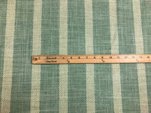 Load image into Gallery viewer, Designer Reversible Pure Linen Seafoam Aqua Green Cream Stripe Upholstery Drapery Fabric