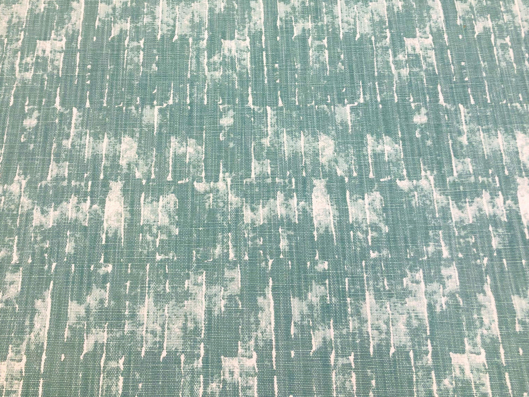 Designer Water & Stain Resistant Linen Cotton Seafoam Green White Abstract Upholstery Drapery Fabric