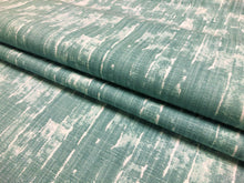 Load image into Gallery viewer, Designer Water &amp; Stain Resistant Linen Cotton Seafoam Green White Abstract Upholstery Drapery Fabric