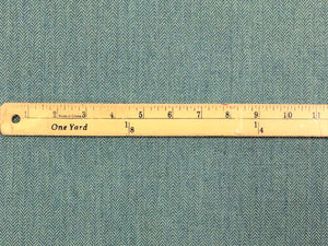 Designer Water & Stain Resistant Teal Blue Beige MCM Small Scale Herringbone Upholstery Drapery Fabric