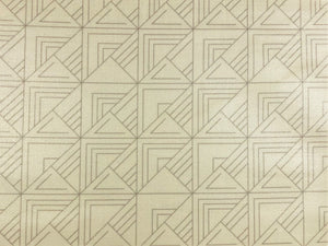 Designer Water & Stain Resistant Beige Taupe Abstract Geometric Laminated Upholstery Fabric