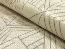 Load image into Gallery viewer, Designer Water &amp; Stain Resistant Beige Taupe Abstract Geometric Laminated Upholstery Fabric