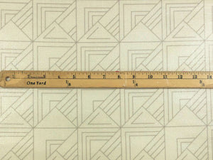 Designer Water & Stain Resistant Beige Taupe Abstract Geometric Laminated Upholstery Fabric