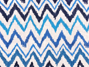 2 Yds Min Lilly Pulitzer Chev On It Worth Blue Chevron Zig Zag Navy Blue Indigo Teal White Embroidered Drapery Fabric