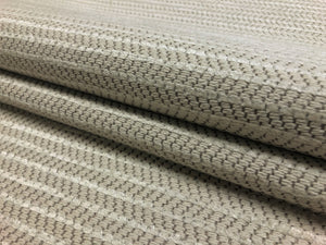 Designer Water & Stain Resistant Beige Cream Geometric Chevron MCM Mid Century Modern Chenille Upholstery Fabric