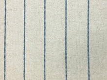 Load image into Gallery viewer, 1 2/3 Yd Designer Water &amp; Stain Resistant Beige Navy Denim Blue Nautical Stripe Upholstery Drapery Fabric