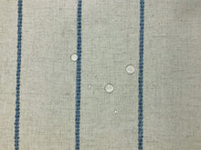 Load image into Gallery viewer, 1 2/3 Yd Designer Water &amp; Stain Resistant Beige Navy Denim Blue Nautical Stripe Upholstery Drapery Fabric