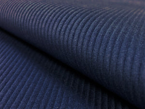 Navy Blue Micro Corduroy Stripe Upholstery Drapery Fabric
