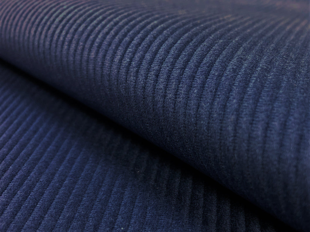 Navy Blue Micro Corduroy Stripe Upholstery Drapery Fabric