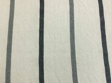Load image into Gallery viewer, 1 2/3 Yd Designer Ivory Grey Black Nautical Stripe Pure Linen Upholstery Drapery Fabric