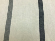 Load image into Gallery viewer, 1 2/3 Yd Designer Ivory Grey Black Nautical Stripe Pure Linen Upholstery Drapery Fabric