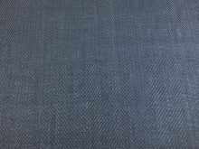 Load image into Gallery viewer, Designer MCM Mid Century Modern Navy Blue Linen Herringbone Chevron Upholstery Fabric