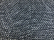 Load image into Gallery viewer, Designer MCM Mid Century Modern Navy Blue Linen Herringbone Chevron Upholstery Fabric