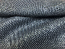 Load image into Gallery viewer, Designer MCM Mid Century Modern Navy Blue Linen Herringbone Chevron Upholstery Fabric