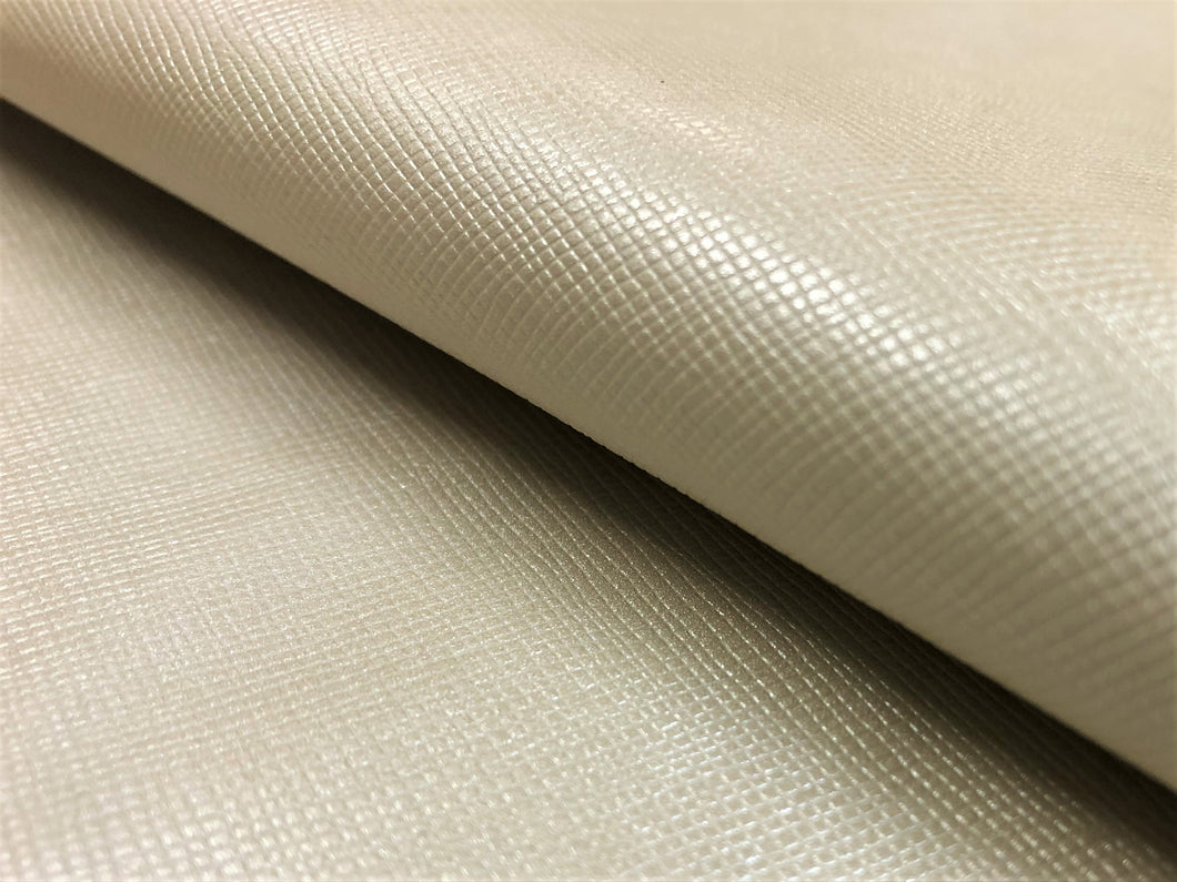 Heavy Duty Pearlescent Cream Faux Leather Upholstery Vinyl / Buttercream
