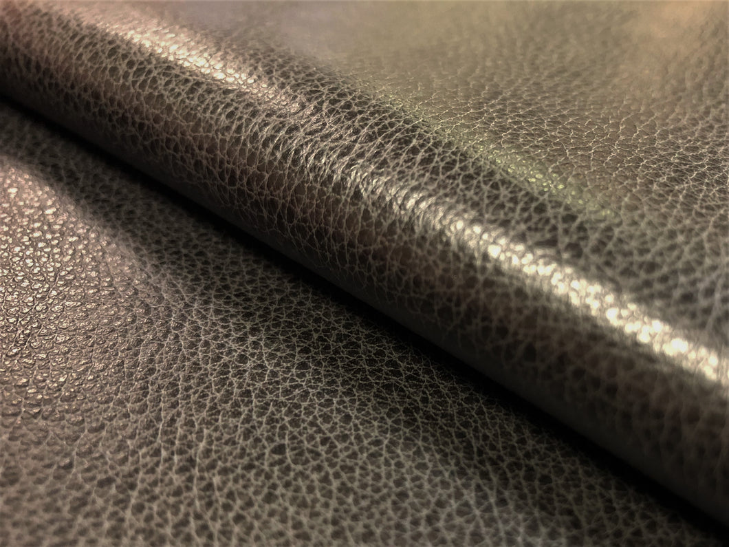 Charcoal Grey Lustrous Faux Leather Upholstery Vinyl / Raven