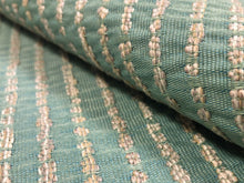 Load image into Gallery viewer, Designer Water &amp; Stain Resistant Seafoam Green Taupe Stripe Upholstery Fabric