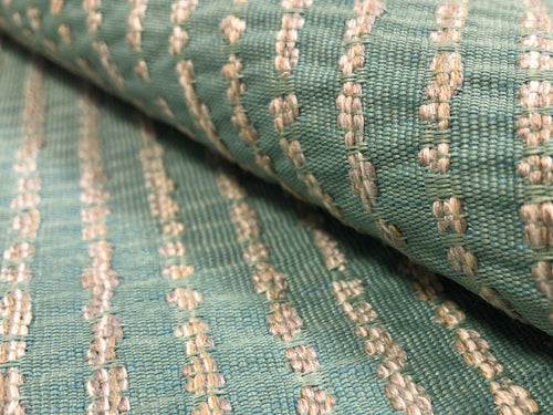Designer Water & Stain Resistant Seafoam Green Taupe Stripe Upholstery Fabric
