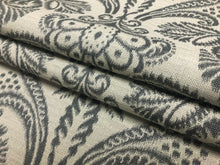 Load image into Gallery viewer, Designer Beige Grey Floral Damask Upholstery Drapery Fabric