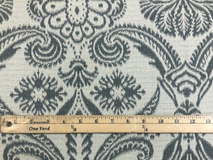 Designer Beige Grey Floral Damask Upholstery Drapery Fabric
