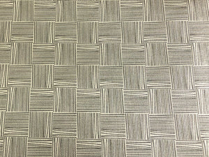 Designer Heavy Duty Geometric Abstract Beige Black Faux Leather Upholstery Vinyl