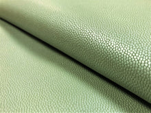 Load image into Gallery viewer, Designer Pearlescent Sage Green Sting Ray Micro Shagreen Faux Leather Upholstery Vinyl