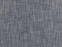 Load image into Gallery viewer, Designer Water &amp; Stain Resistant Navy Blue Grey Herringbone MCM Upholstery Fabric
