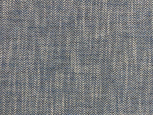Load image into Gallery viewer, Designer Water &amp; Stain Resistant Navy Blue Grey Herringbone MCM Upholstery Fabric