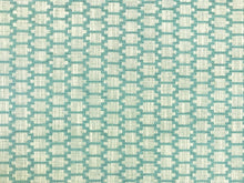 Load image into Gallery viewer, Designer Water &amp; Stain Resistant Seafoam Aqua Cream Geometric Chenille Upholstery Fabric