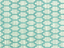 Load image into Gallery viewer, Designer Water &amp; Stain Resistant Seafoam Aqua Cream Geometric Chenille Upholstery Fabric