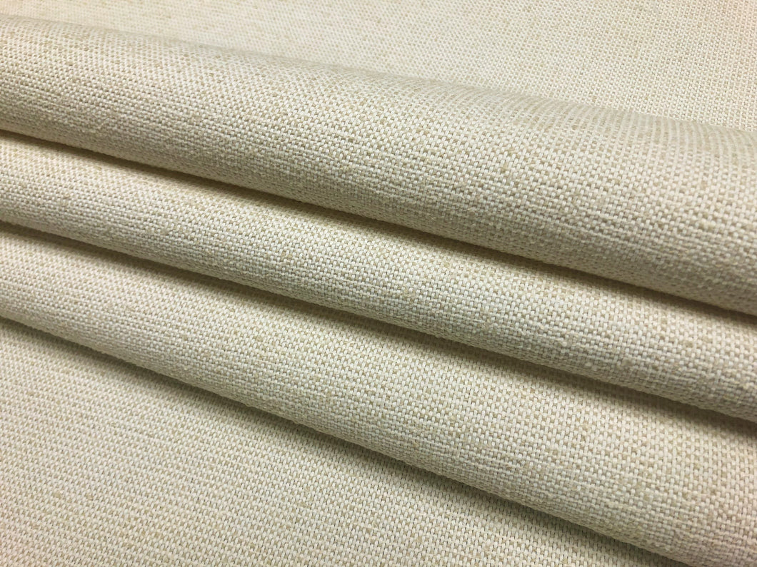 Designer Water & Stain Resistant Woven Linen Viscose MCM Mid Century Modern Tweed Cream Beige Upholstery Fabric