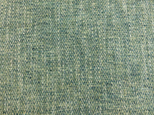Load image into Gallery viewer, Designer Teal Blue Beige Cream Herringbone MCM Mid Century Modern Upholstery Drapery Fabric
