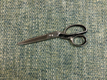 Load image into Gallery viewer, Designer Teal Blue Beige Cream Herringbone MCM Mid Century Modern Upholstery Drapery Fabric