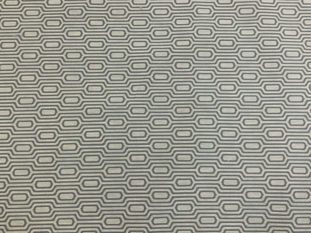 Designer Water & Stain Resistant Grey Geometric Trellis Upholstery Fabric