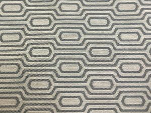 Designer Water & Stain Resistant Grey Geometric Trellis Upholstery Fabric