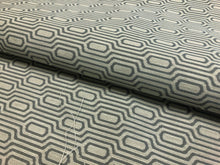 Load image into Gallery viewer, Designer Water &amp; Stain Resistant Grey Geometric Trellis Upholstery Fabric