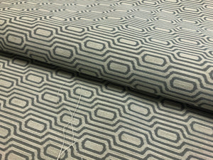Designer Water & Stain Resistant Grey Geometric Trellis Upholstery Fabric