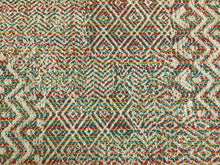 Load image into Gallery viewer, Designer Woven Orange Teal Green Beige Southwestern Kilim Linen Viscose Upholstery Fabric