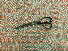 Load image into Gallery viewer, Designer Woven Orange Teal Green Beige Southwestern Kilim Linen Viscose Upholstery Fabric