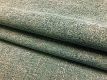 Load image into Gallery viewer, 1 3/4 Yd Designer Teal Blue Grey Chenille Tweed Upholstery Fabric